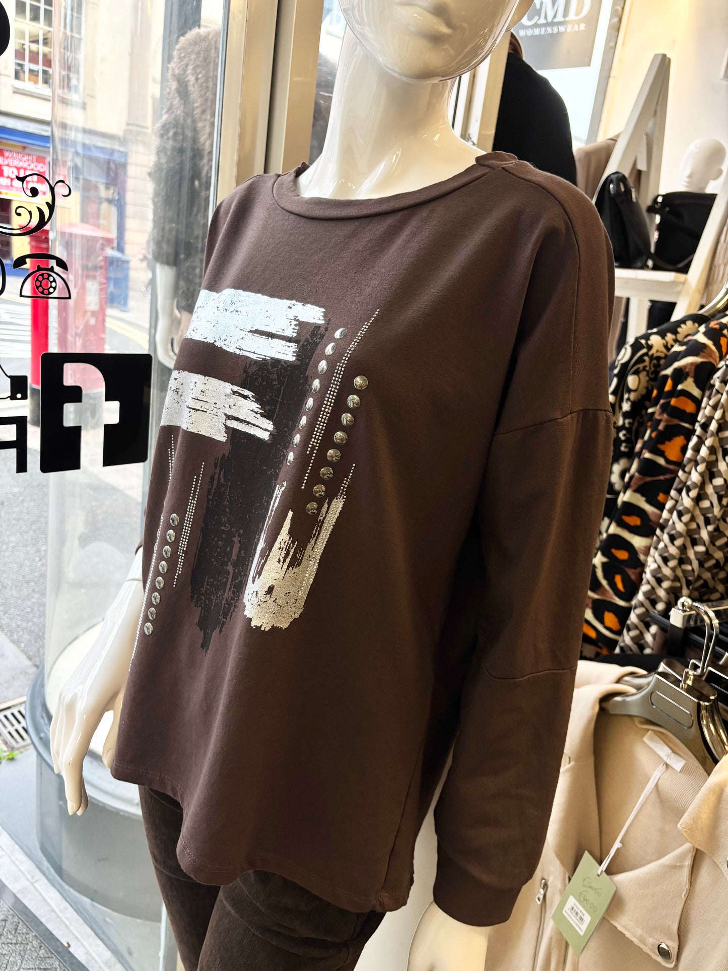 Metallic Graphic Cotton Sweatshirt