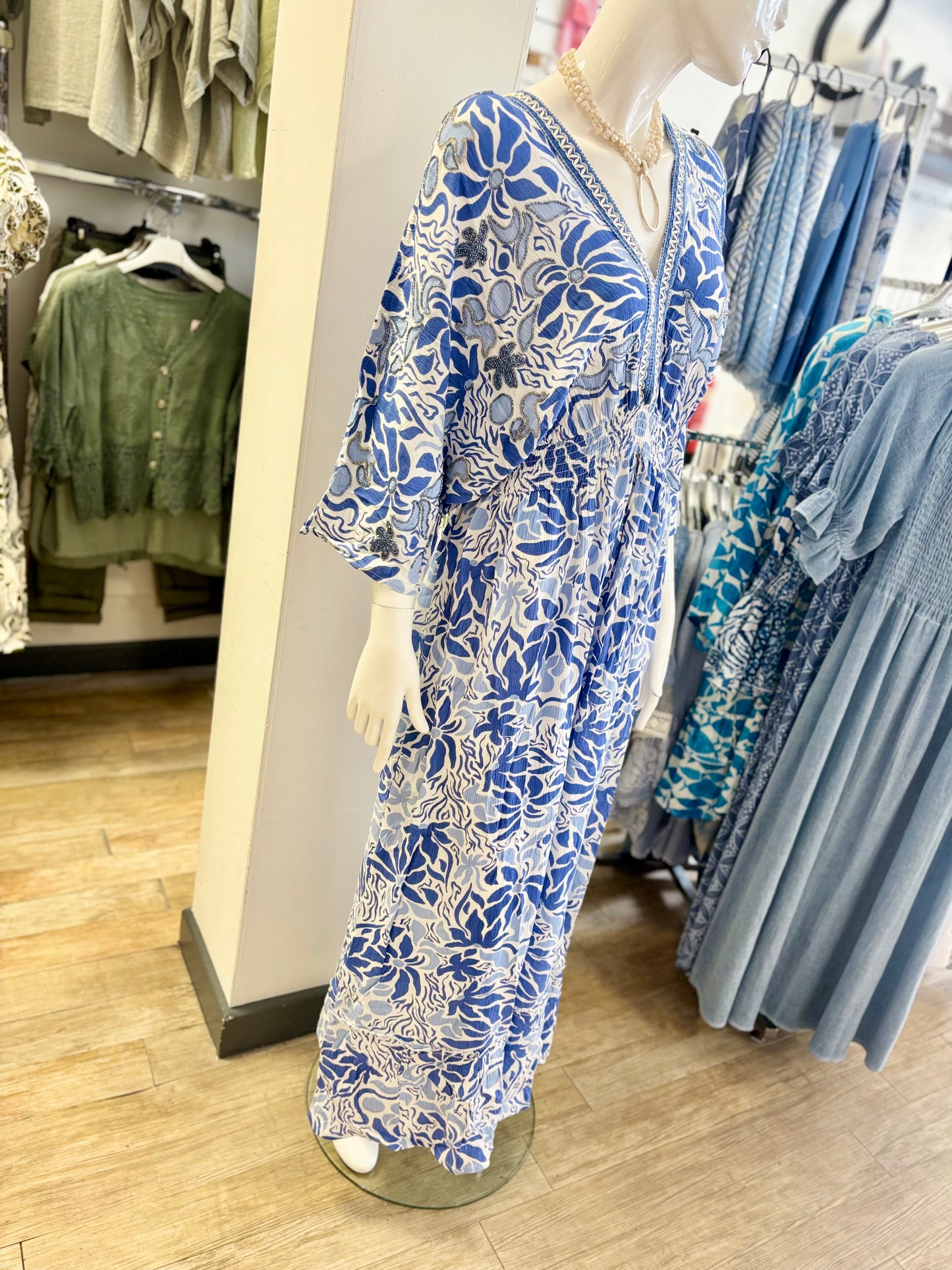 V Neck Embellished Maxi Dress