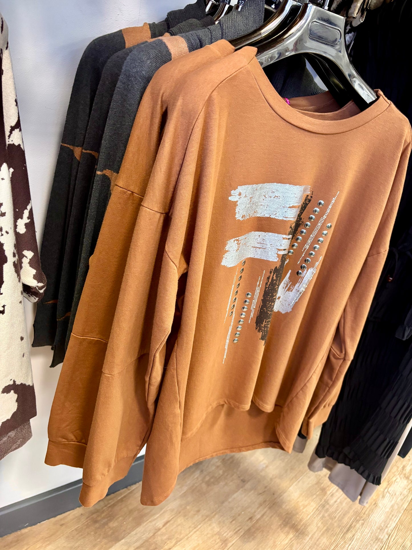 Metallic Graphic Cotton Sweatshirt