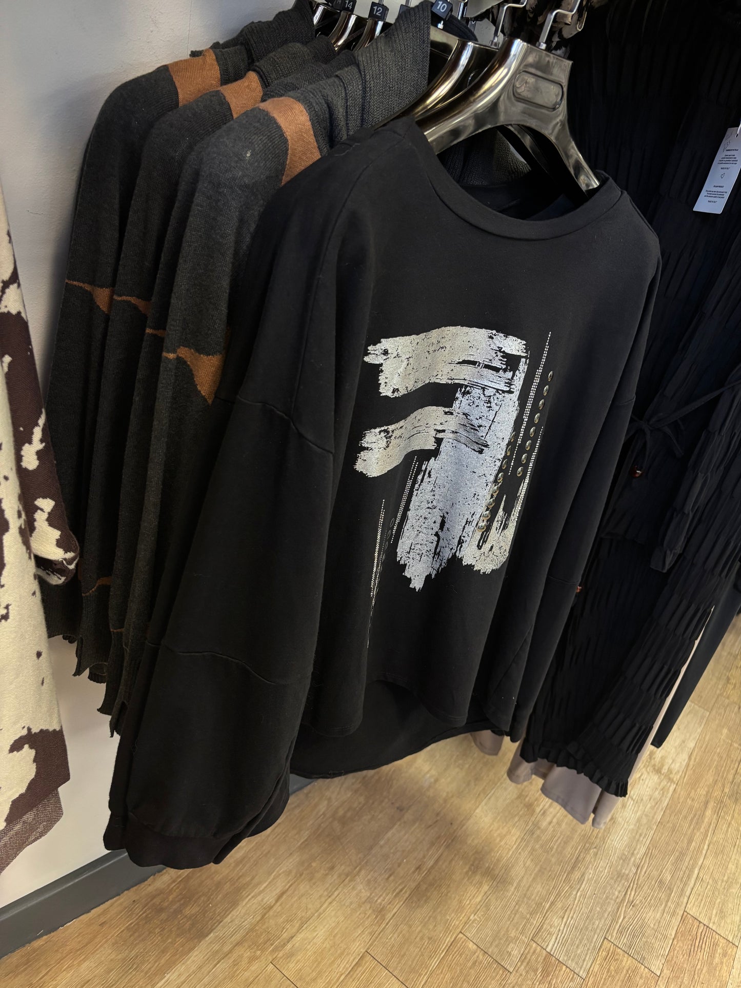 Metallic Graphic Cotton Sweatshirt