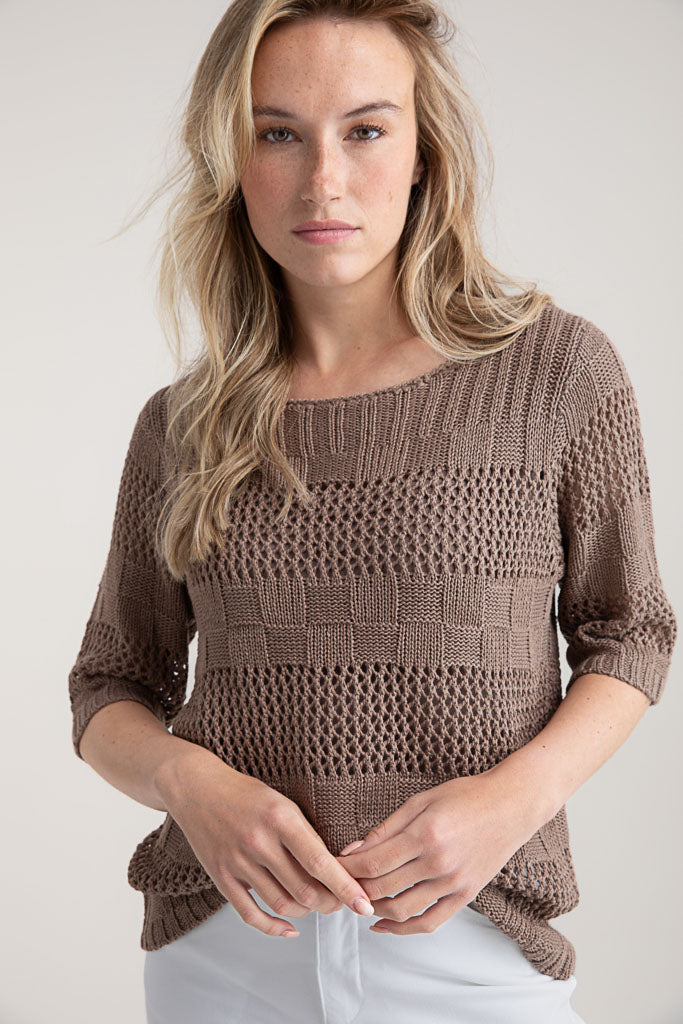 Marble Square Crochet Look Jumper