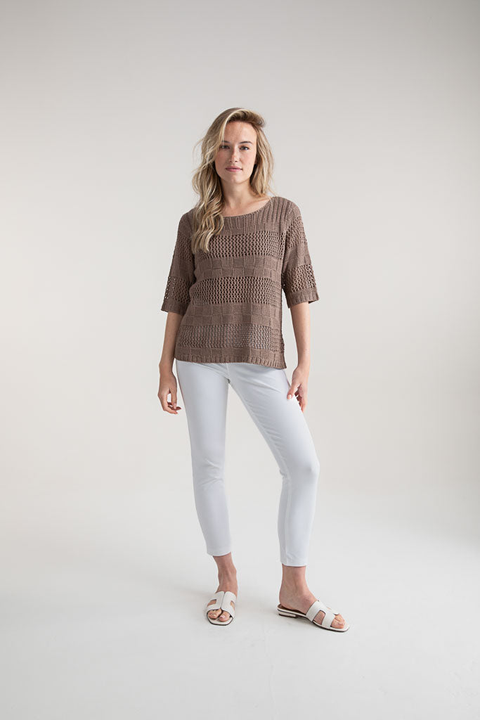 Marble Square Crochet Look Jumper