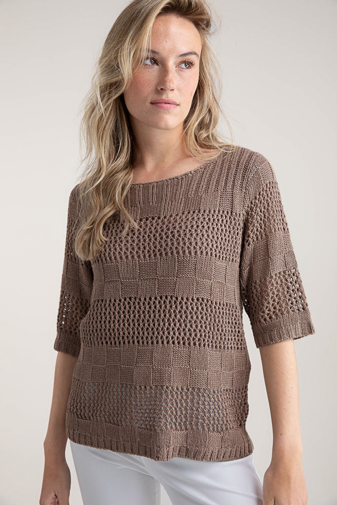 Marble Square Crochet Look Jumper