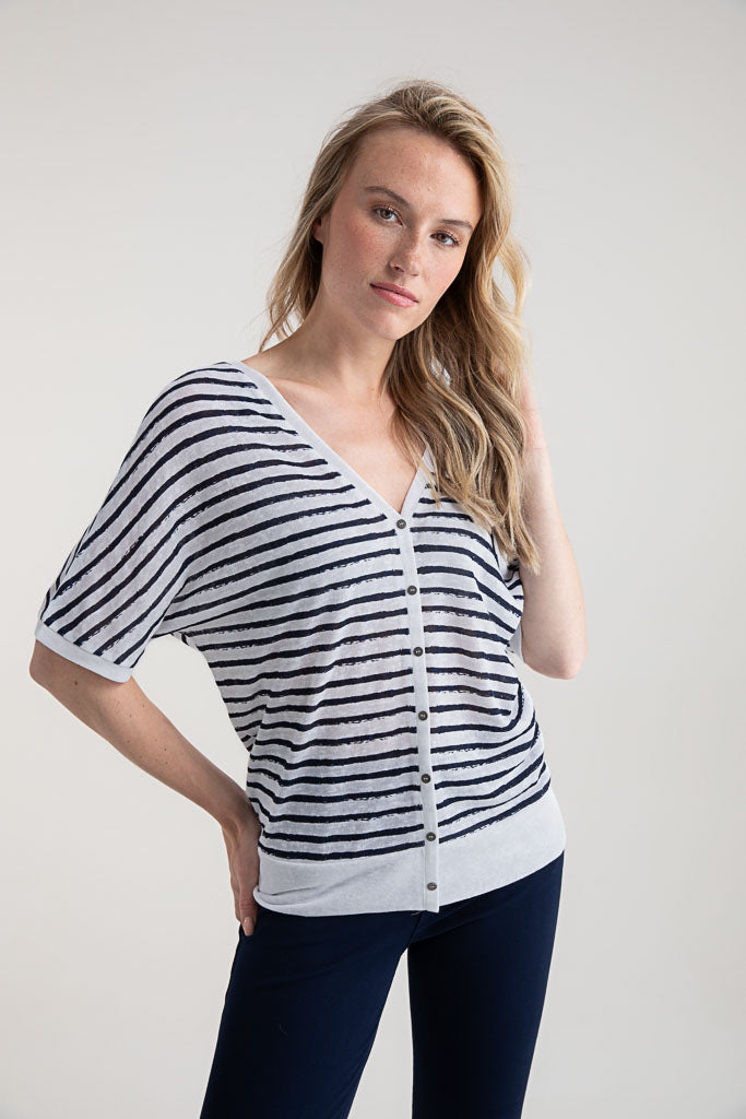 Marble Striped V-Neck Multiway Top