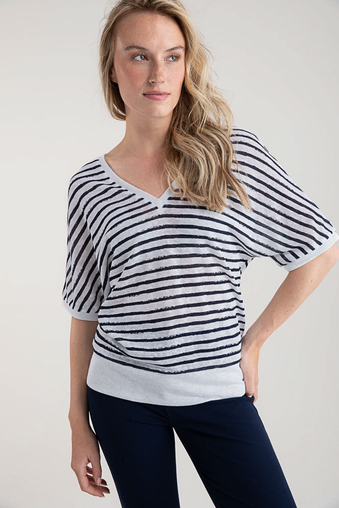 Marble Striped V-Neck Multiway Top