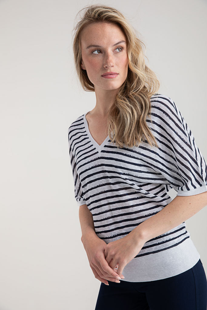 Marble Striped V-Neck Multiway Top