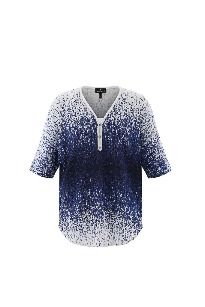 Marble Layered Speckled V-Neck Top with Cami