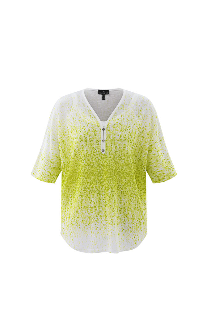 Marble Layered Speckled V-Neck Top with Cami