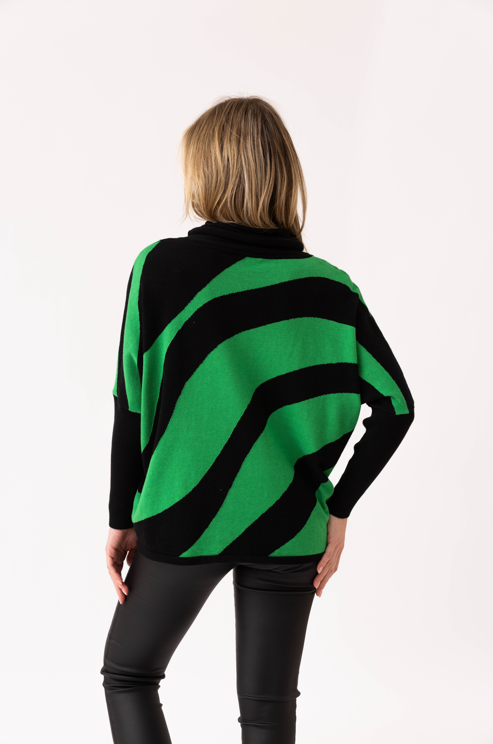 Marble Cowl Neck Wave Print Jumper