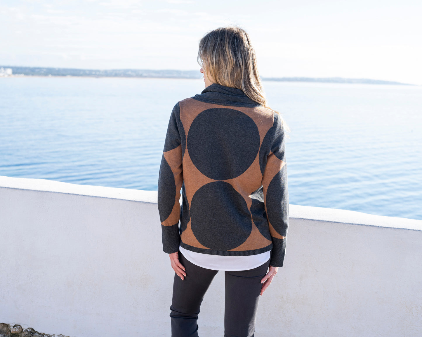Marble Cowl Neck Circle Print Jumper