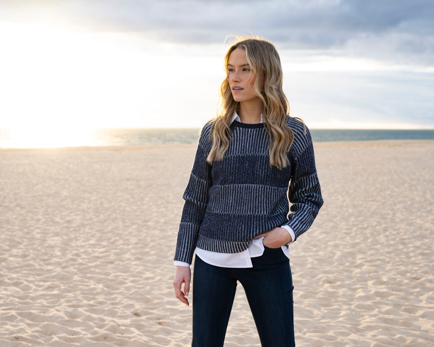 Marble Ribbed Jumper with Detached Roll Neck