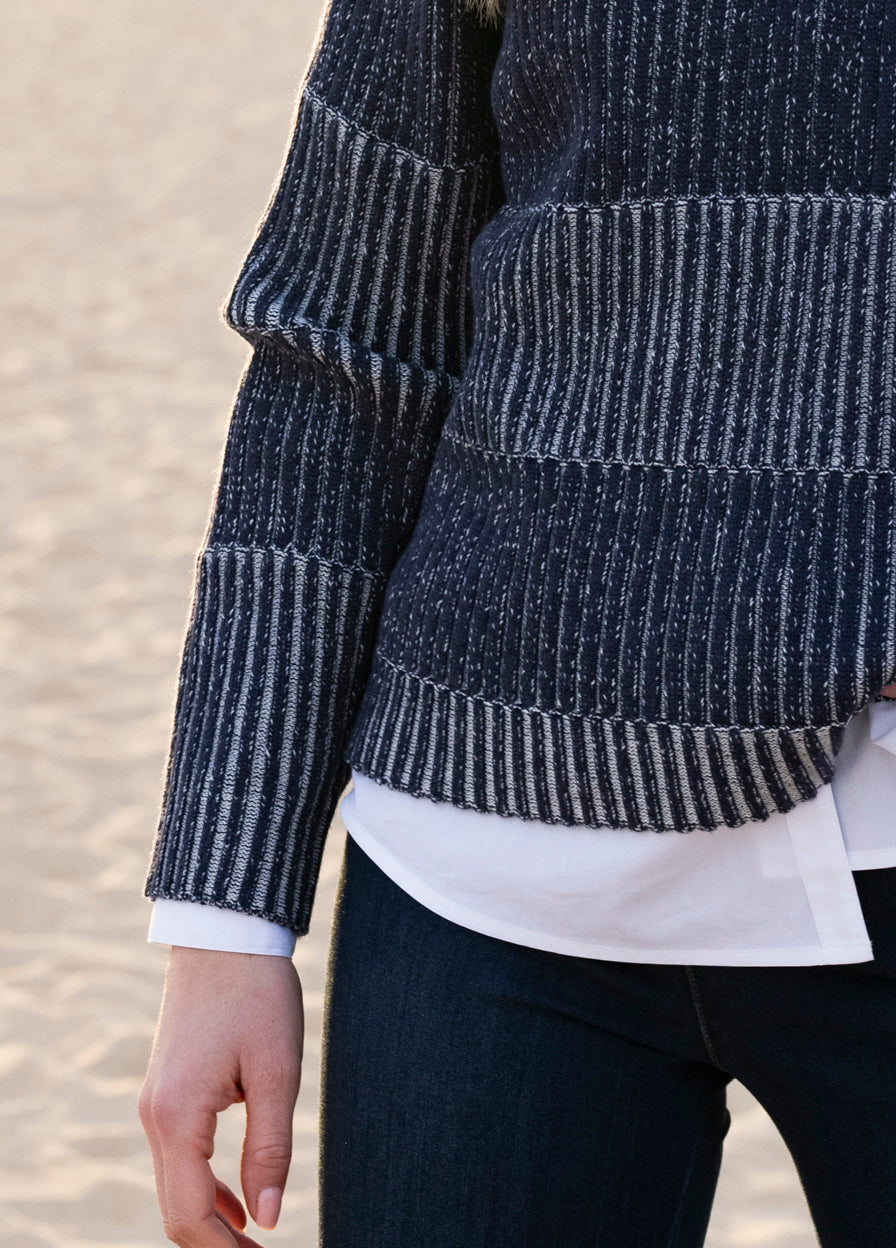 Marble Ribbed Jumper with Detached Roll Neck