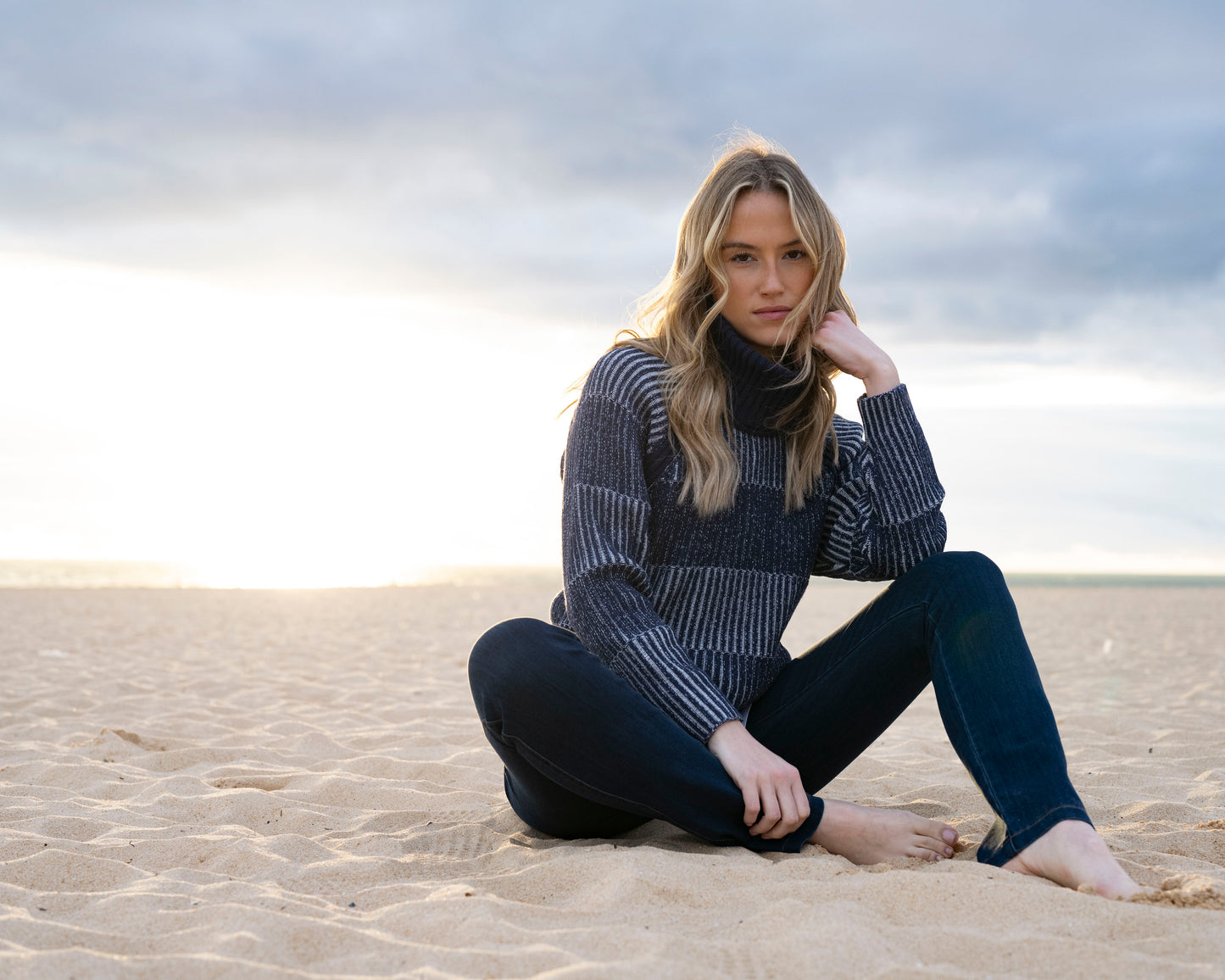 Marble Ribbed Jumper with Detached Roll Neck