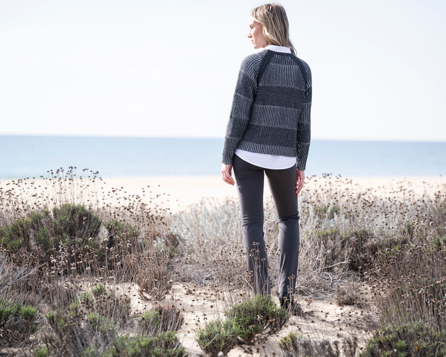 Marble Ribbed Jumper with Detached Roll Neck