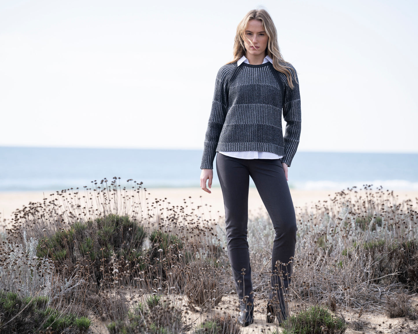 Marble Ribbed Jumper with Detached Roll Neck