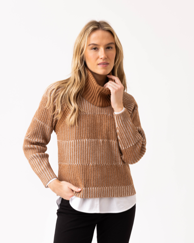 Marble Ribbed Jumper with Detached Roll Neck