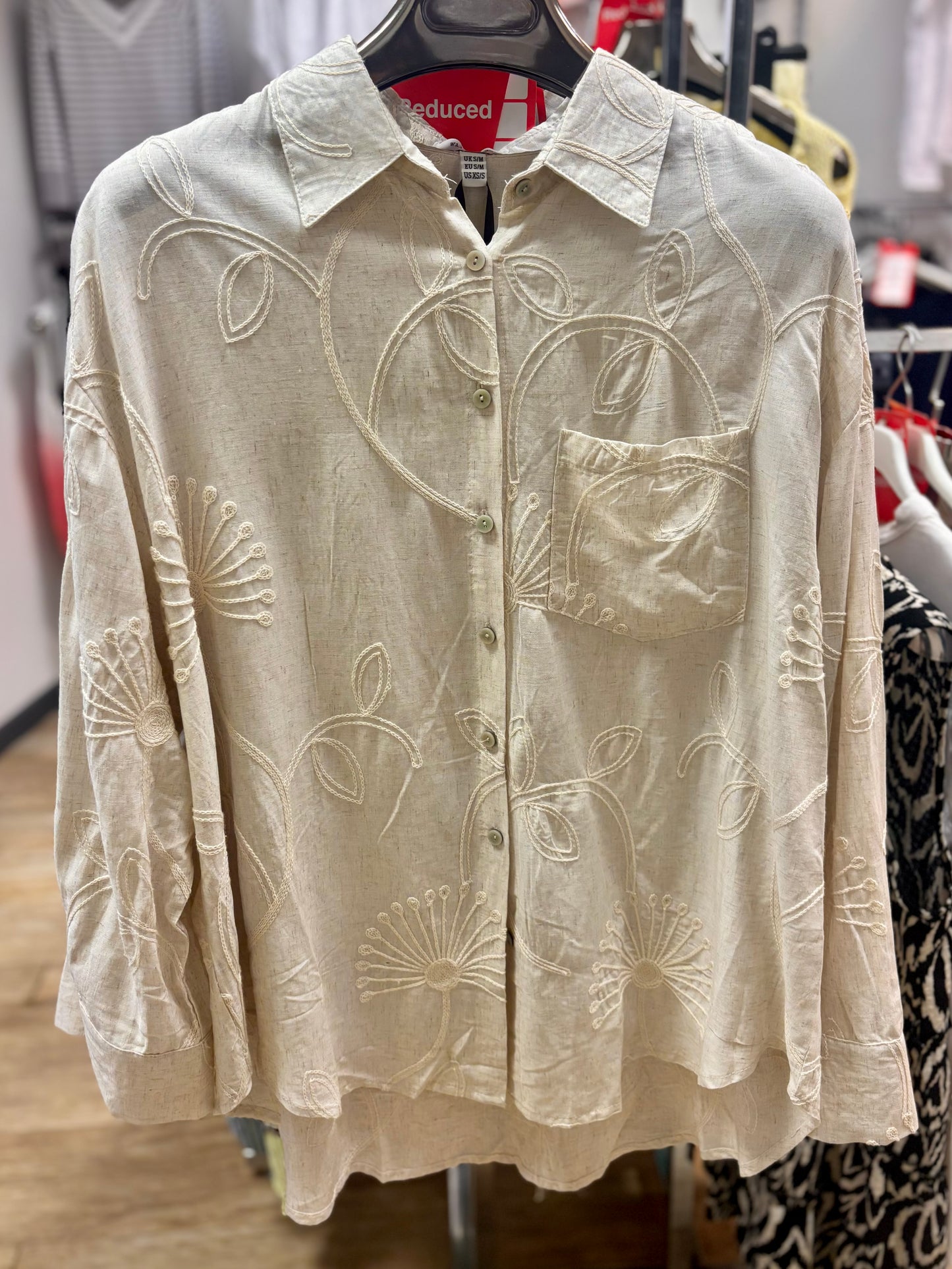 Wild Flowet Linen Blend Embroidered Shirt