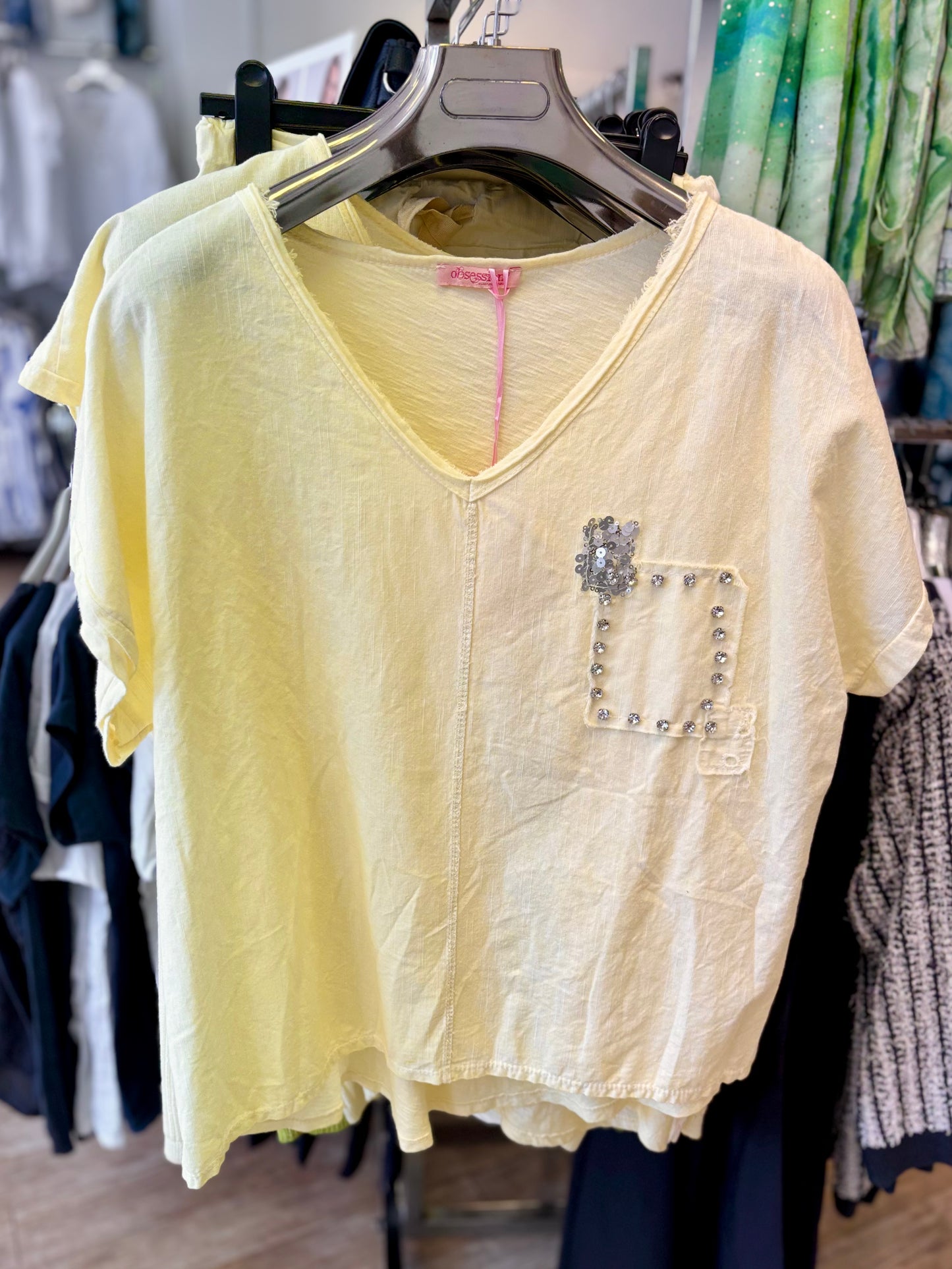 Linen Front Pocket T-Shirt