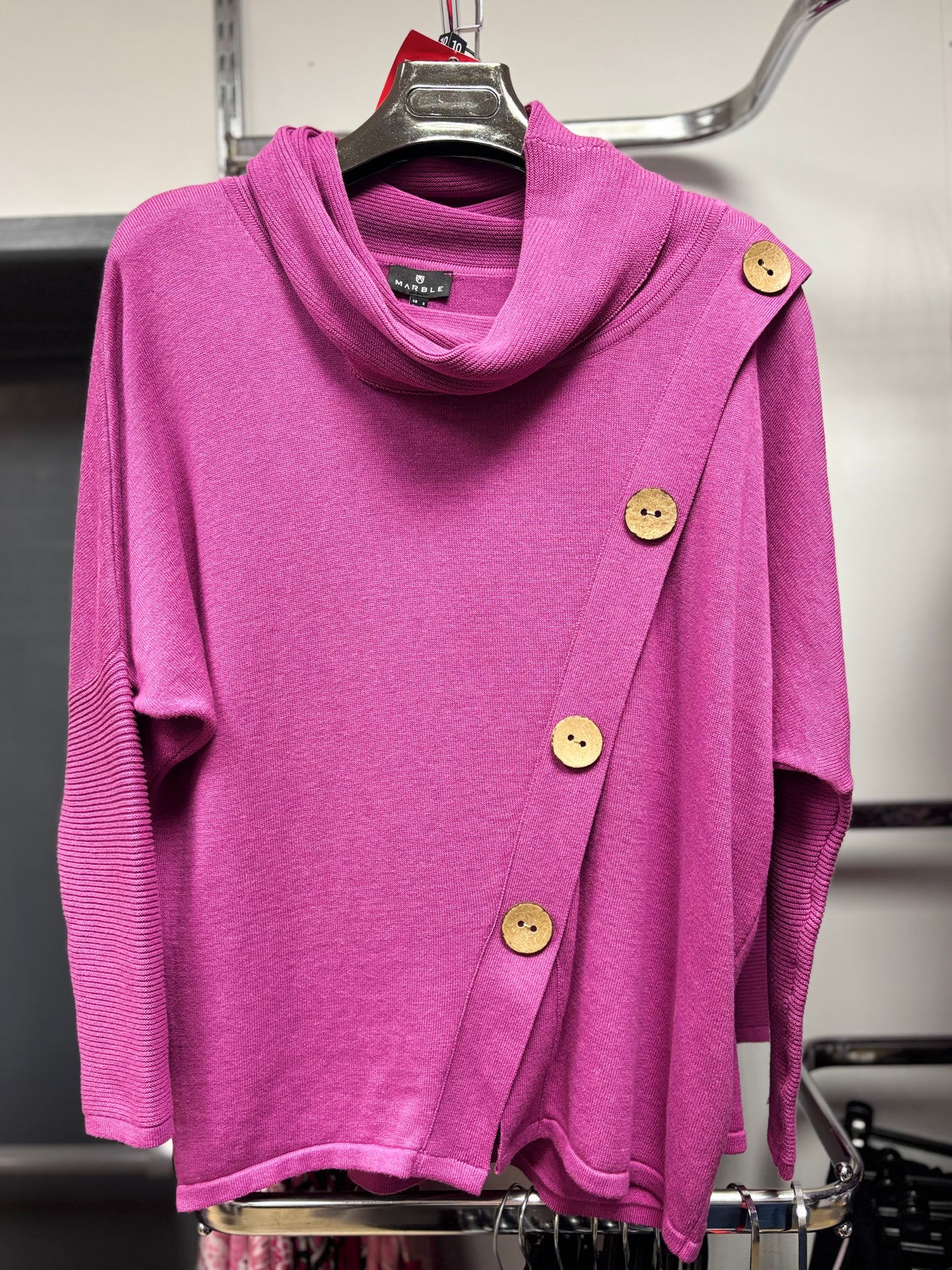 Marble Cowl Neck Button Jumper