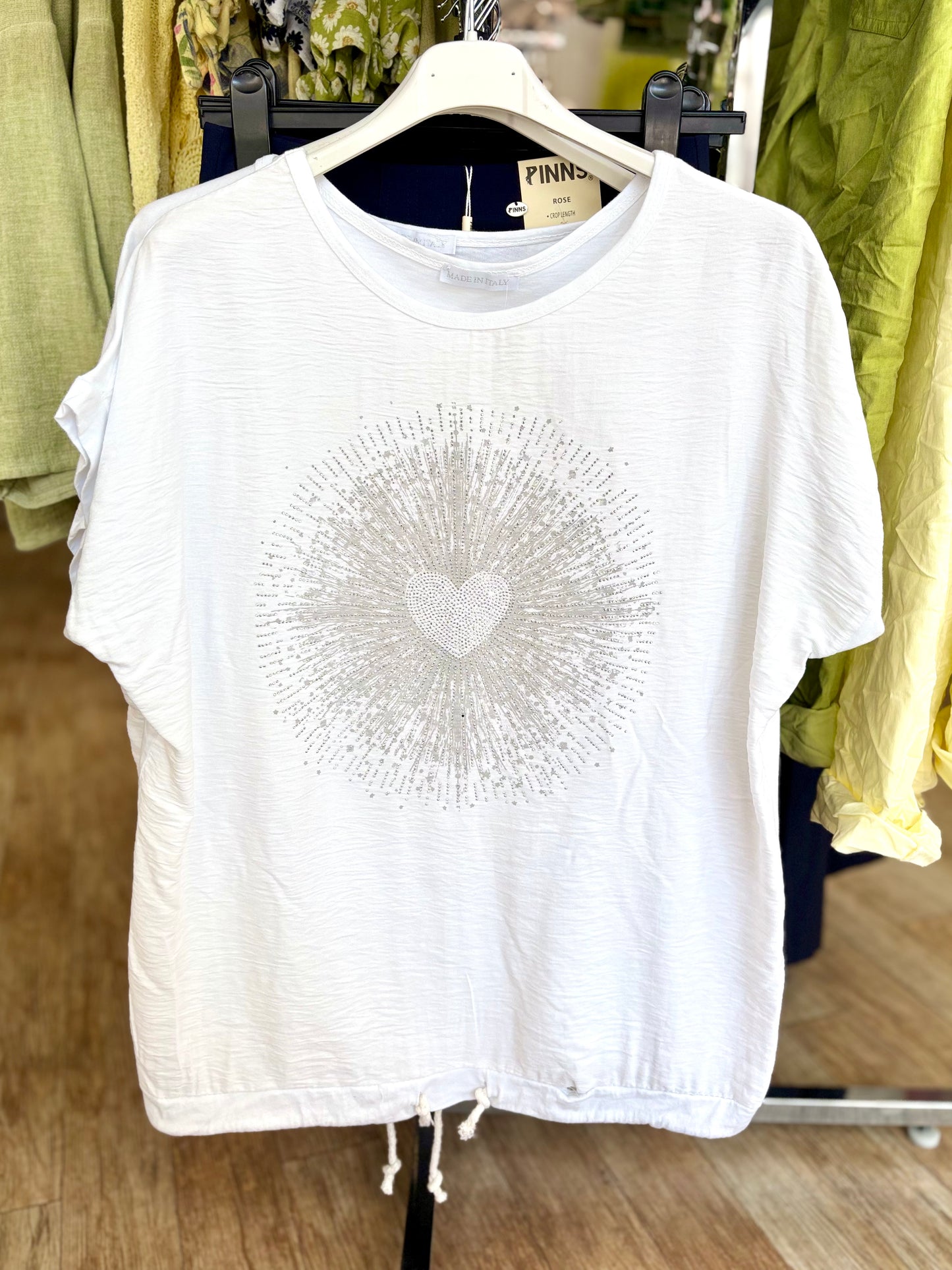 Diamante Heart Tie T-Shirt