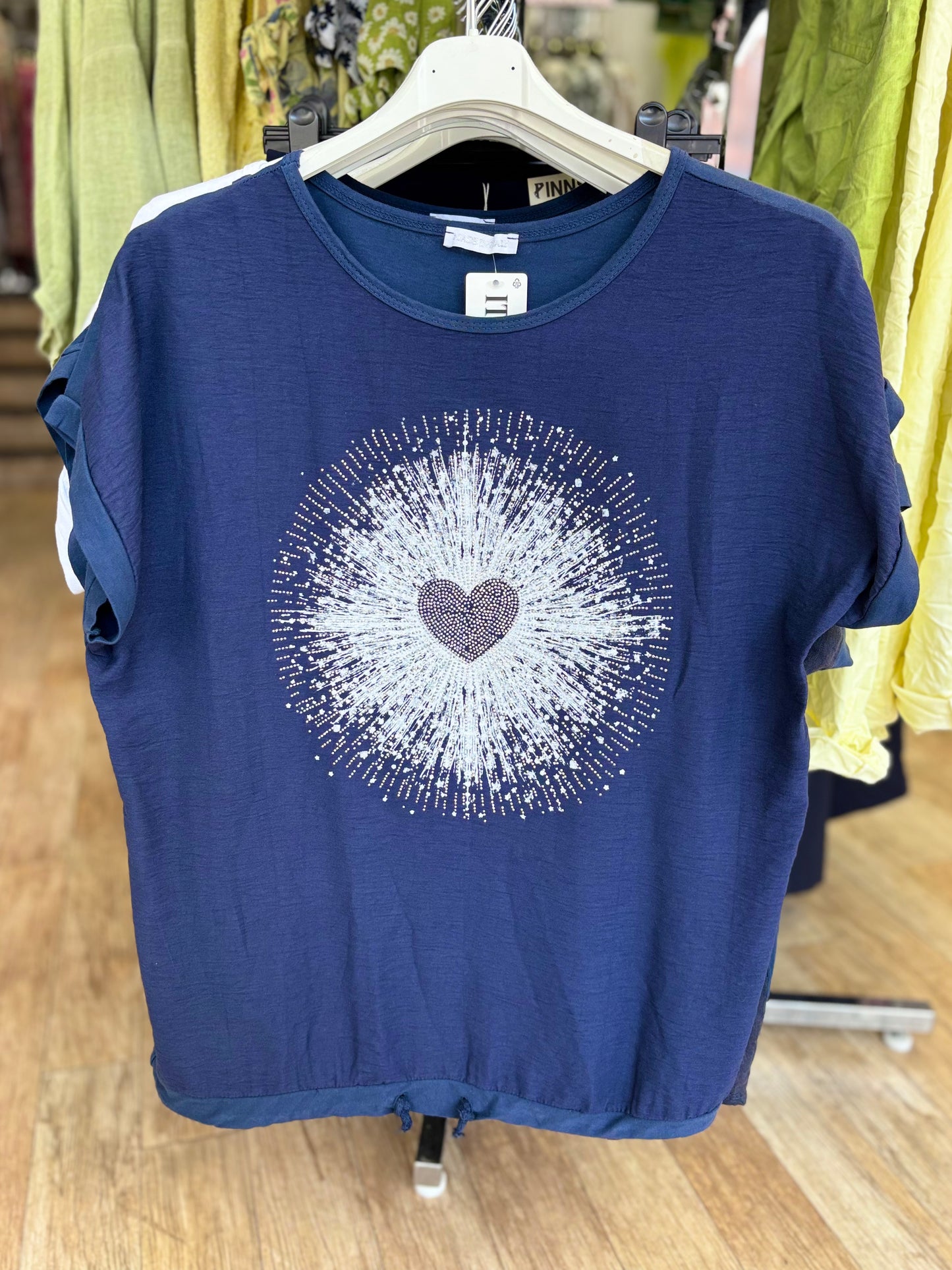 Diamante Heart Tie T-Shirt