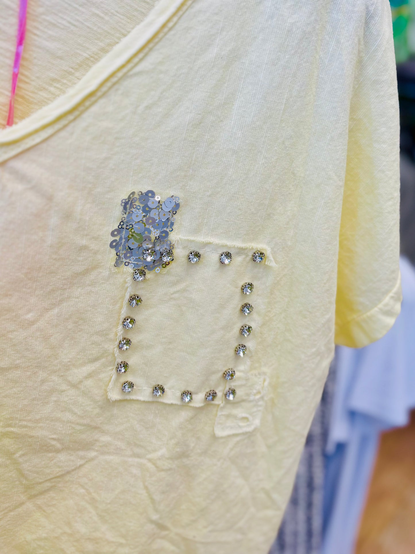 Linen Front Pocket T-Shirt