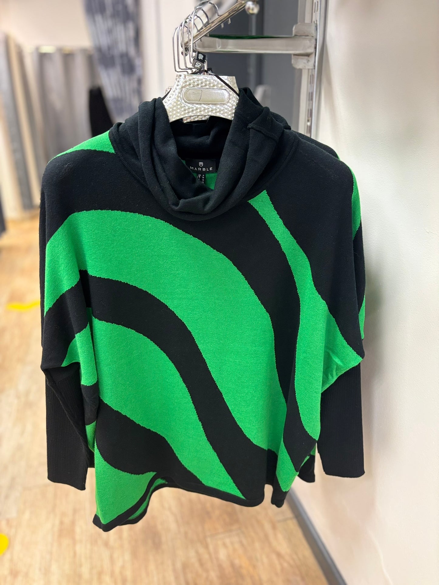 Marble Cowl Neck Wave Print Jumper