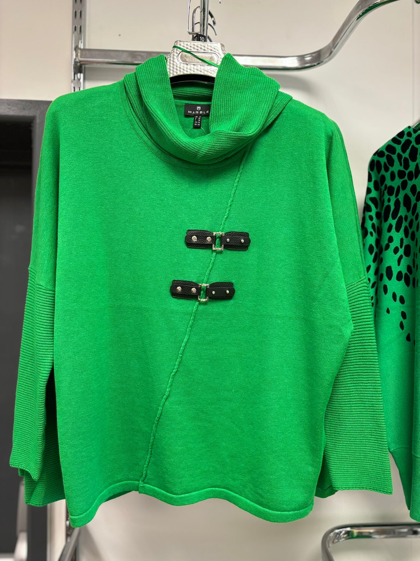 Marble Cowl Neck Buckle Jumper