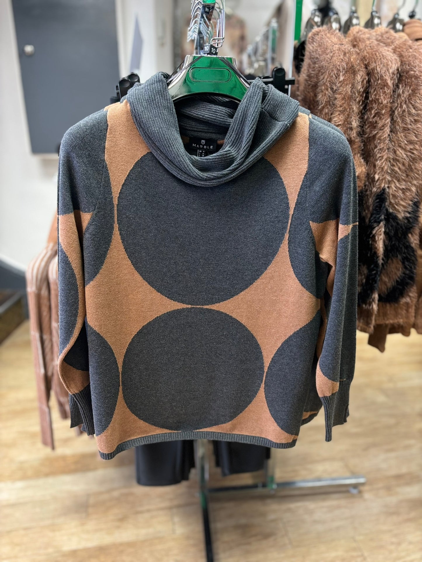 Marble Cowl Neck Circle Print Jumper
