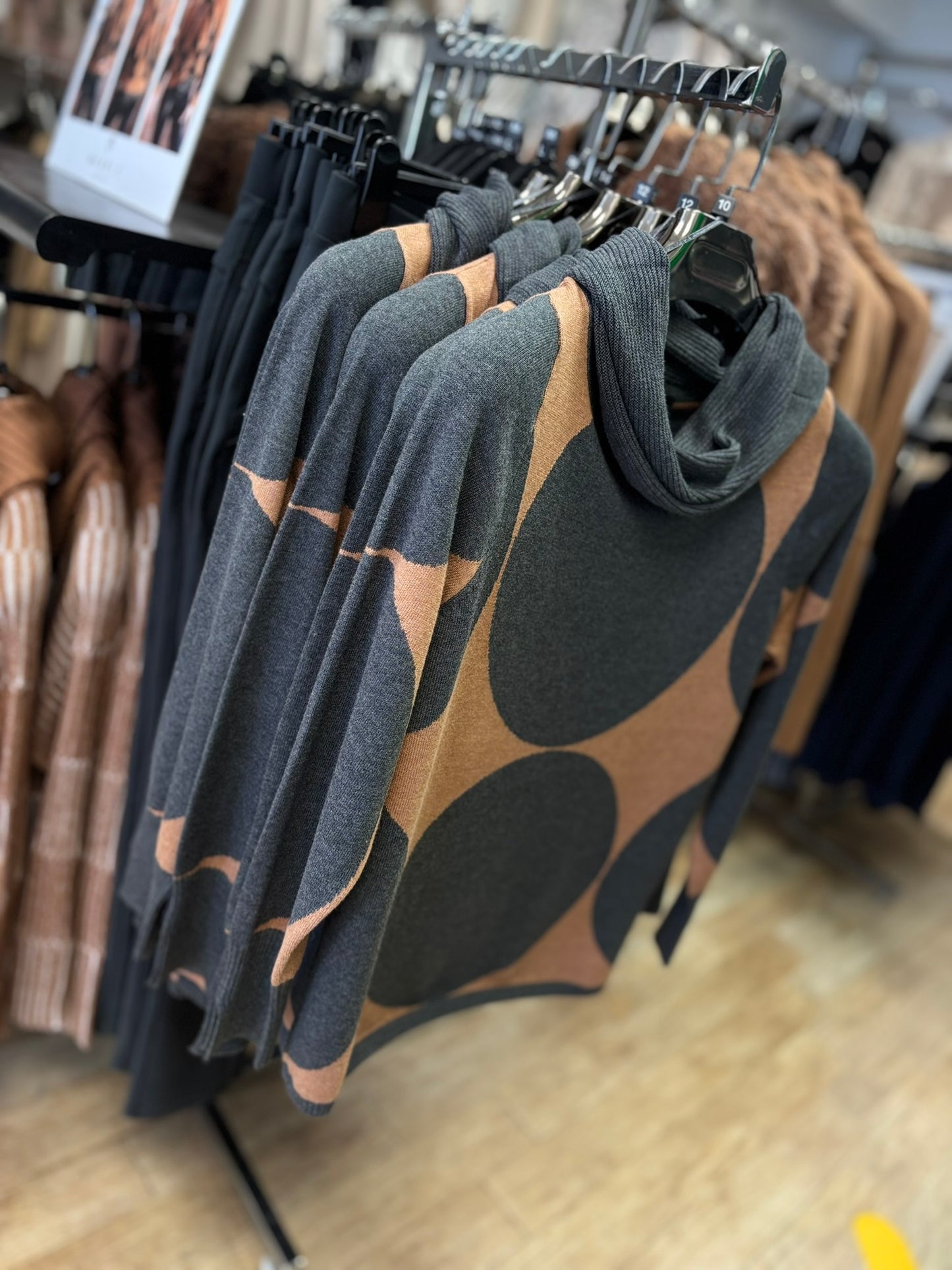 Marble Cowl Neck Circle Print Jumper