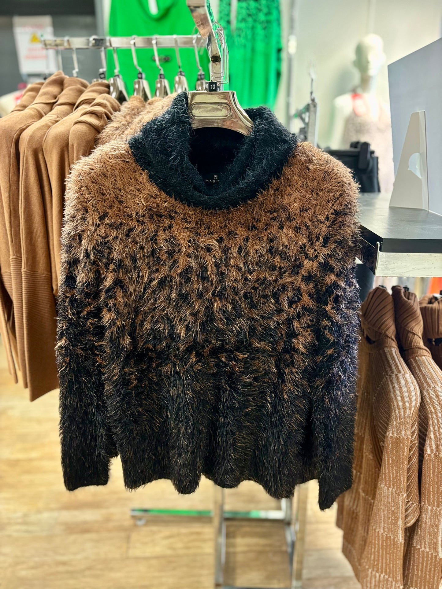 Marble Cowl Neck Fluffy Jumper