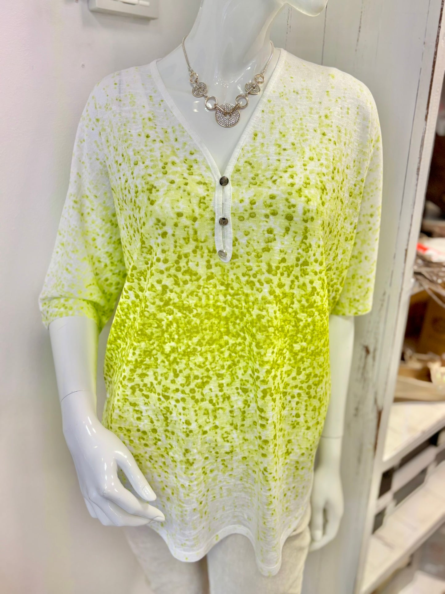Marble Layered Speckled V-Neck Top with Cami