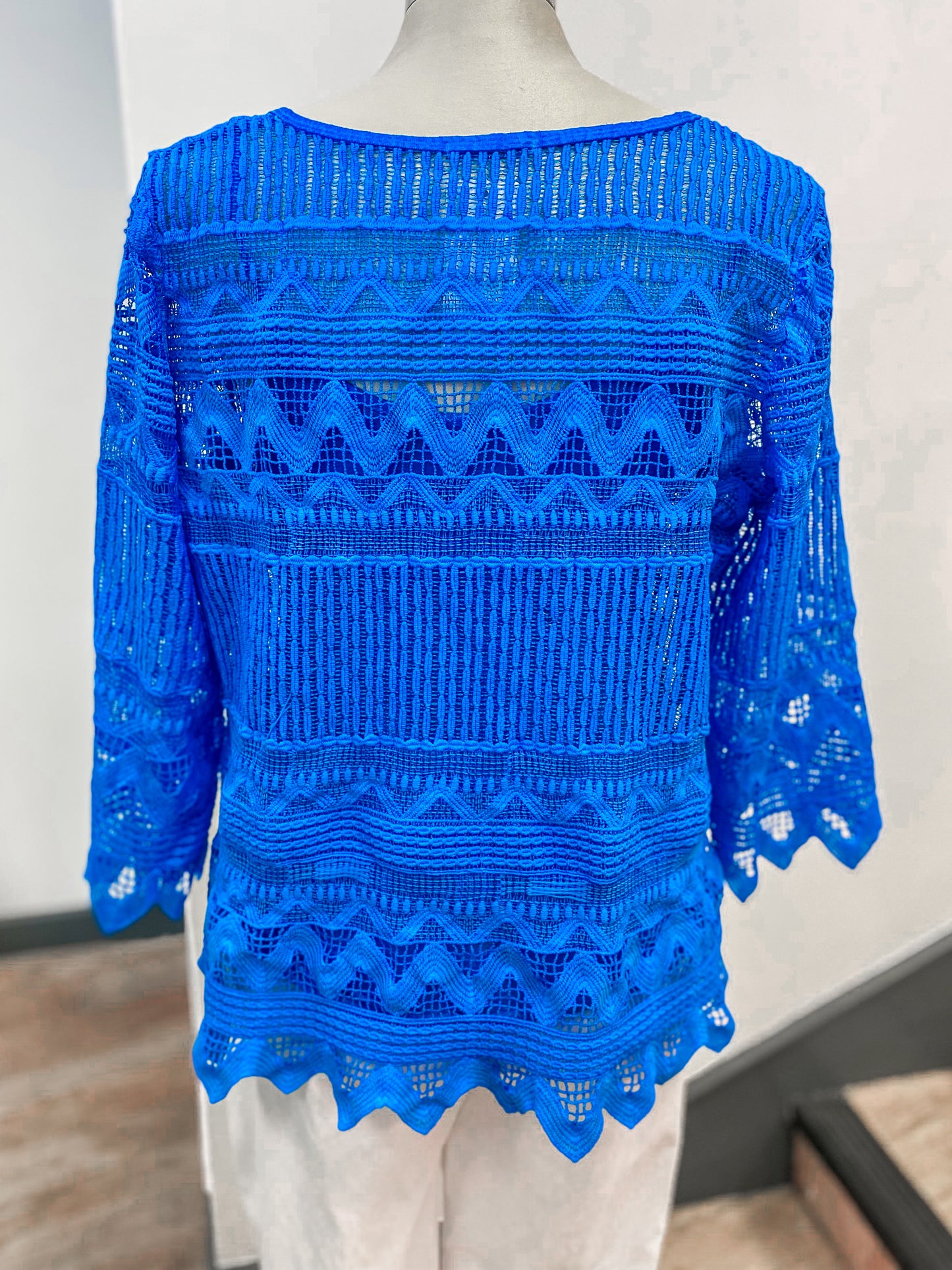 Cotton Crochet Lace 3/4 Sleeve Top