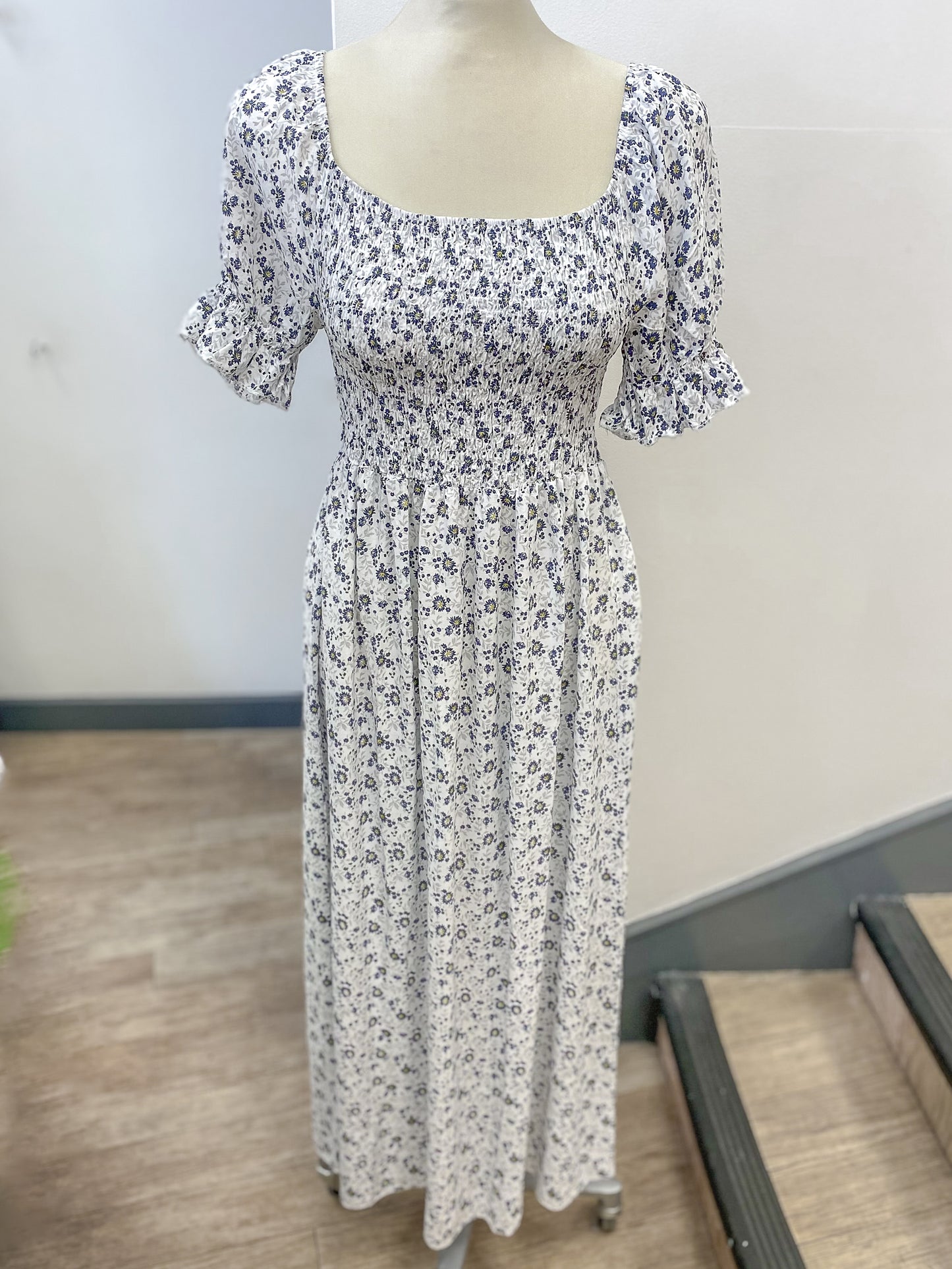 Ditsy Floral Shirred Dress