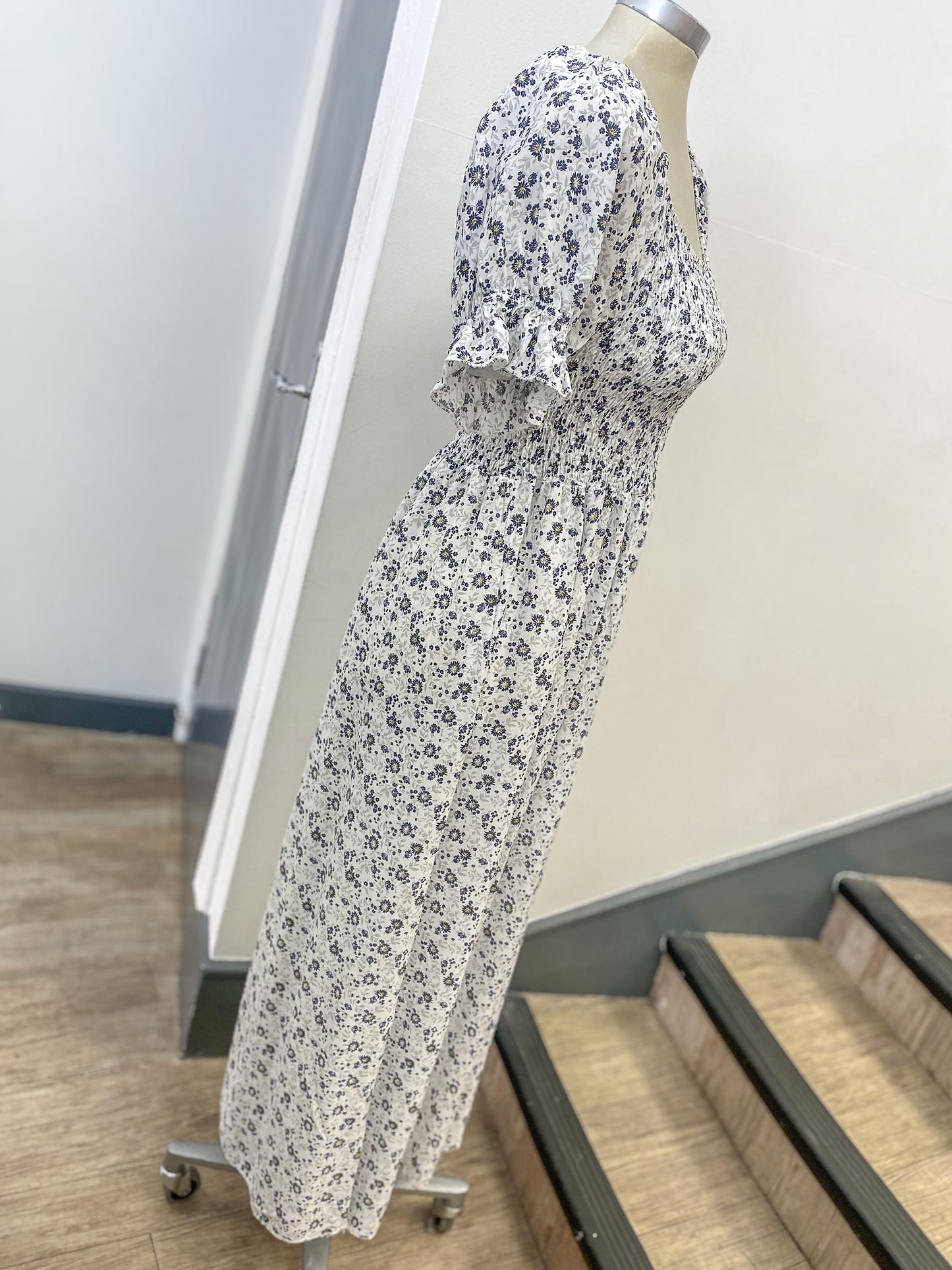 Ditsy Floral Shirred Dress