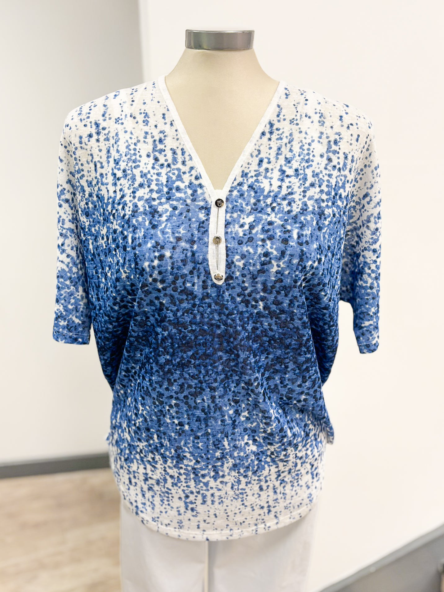 Marble Layered Speckled V-Neck Top with Cami