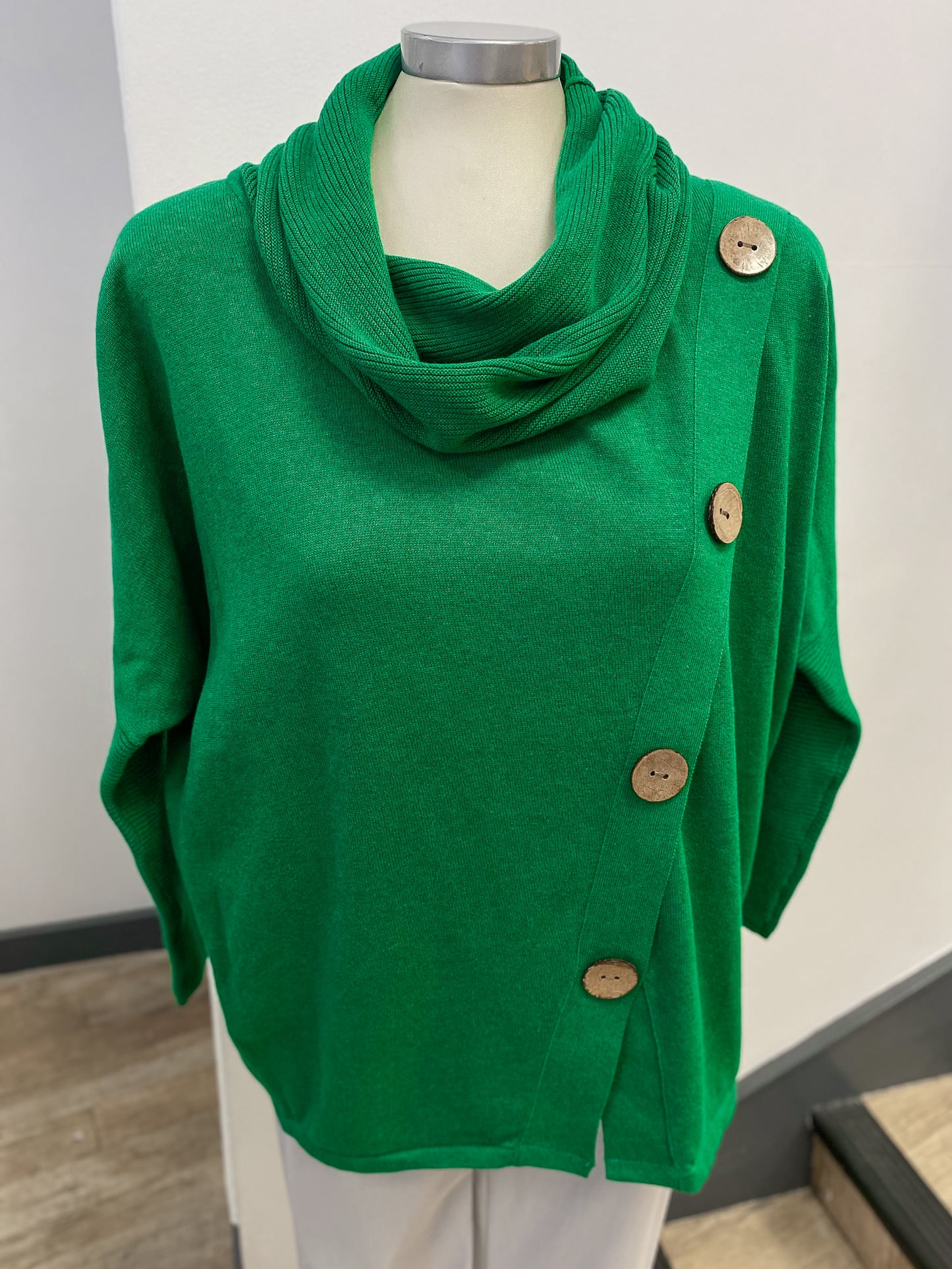 Marble Cowl Neck Button Jumper