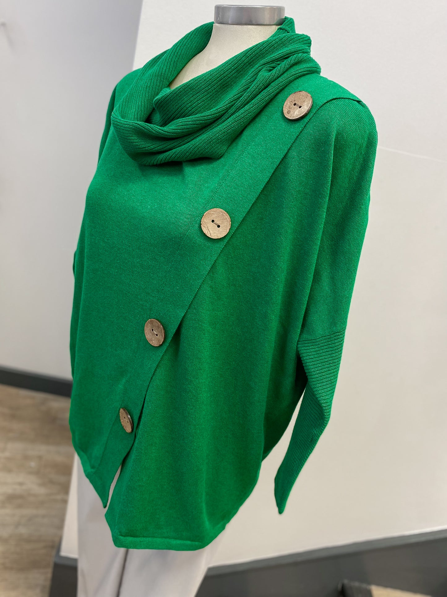 Marble Cowl Neck Button Jumper