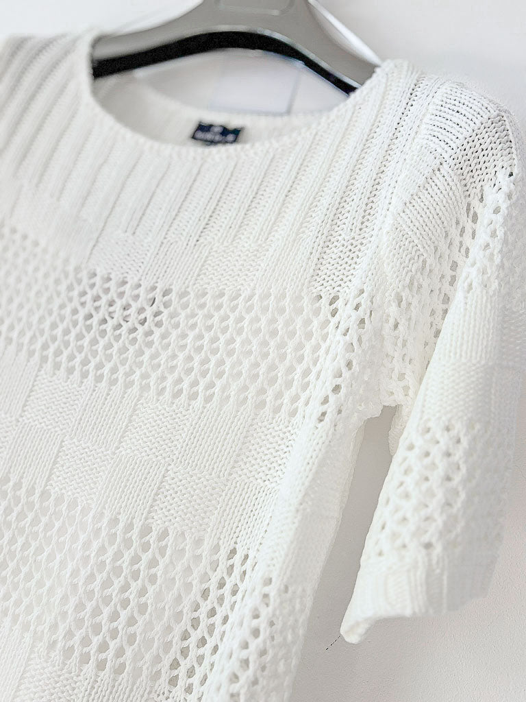 Marble Square Crochet Look Jumper