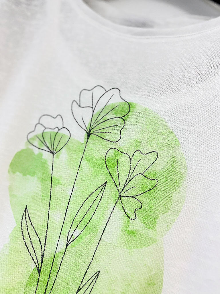 Marble Lightweight Flower Graphic Top