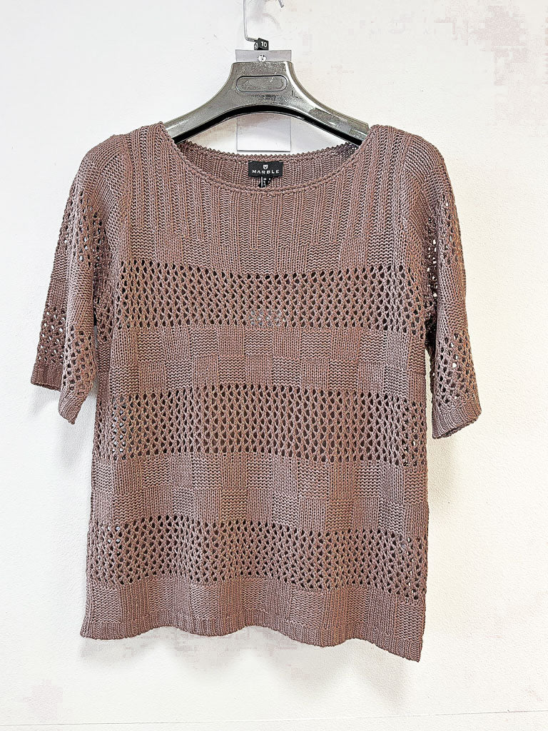 Marble Square Crochet Look Jumper
