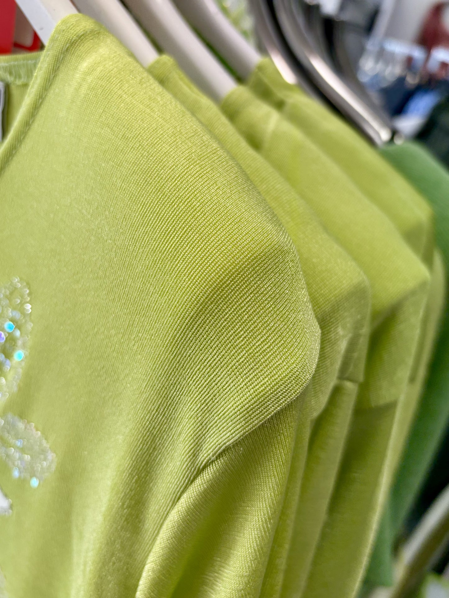 Green Sequin Flower T-Shirt