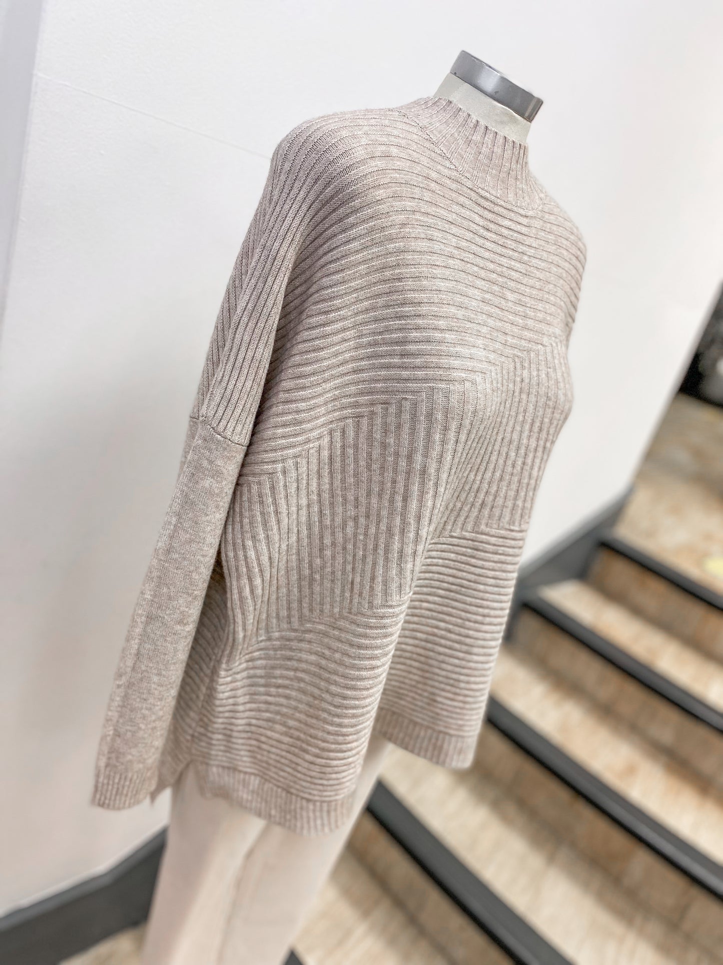 Ribbed Asymmetric Turtle Neck Jumper