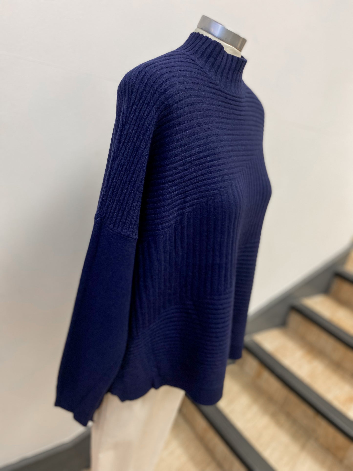 Ribbed Asymmetric Turtle Neck Jumper