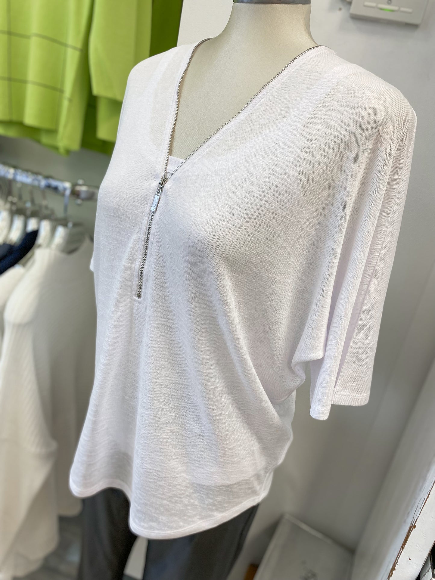 Marble Zipped Thin Knit Top with Cami
