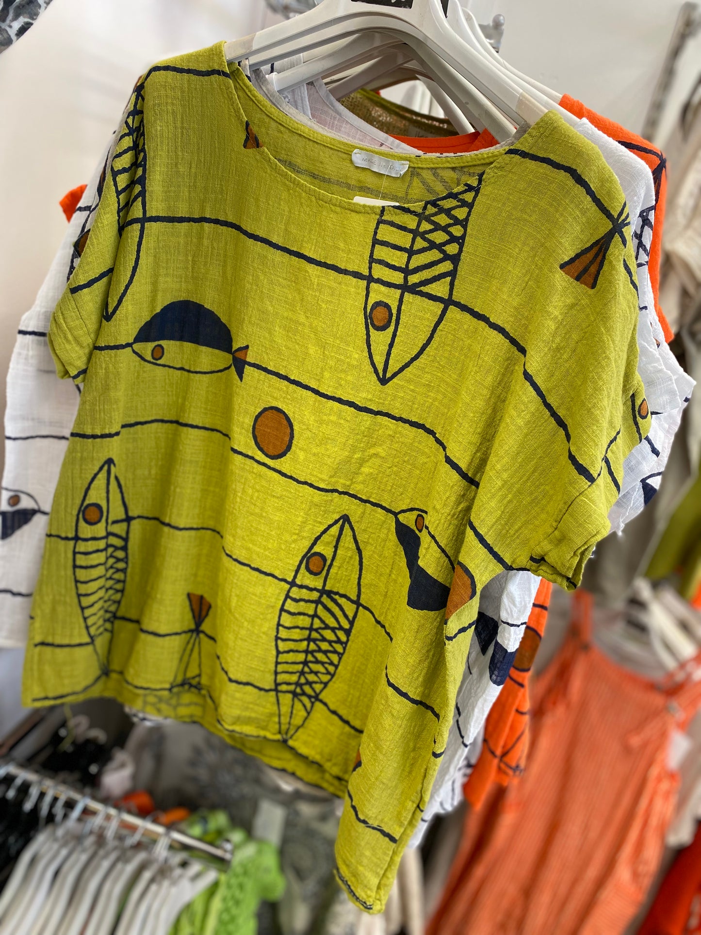 Fish Print Cotton T-Shirt