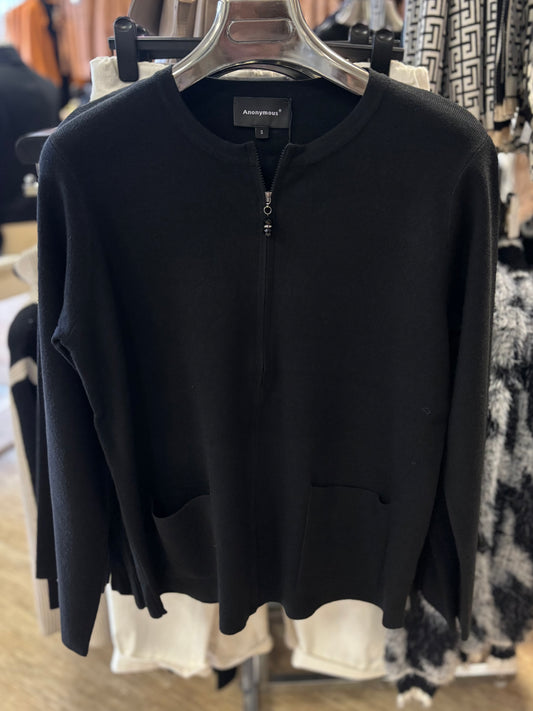 Anonymous Fine Knit Zip Cardigan
