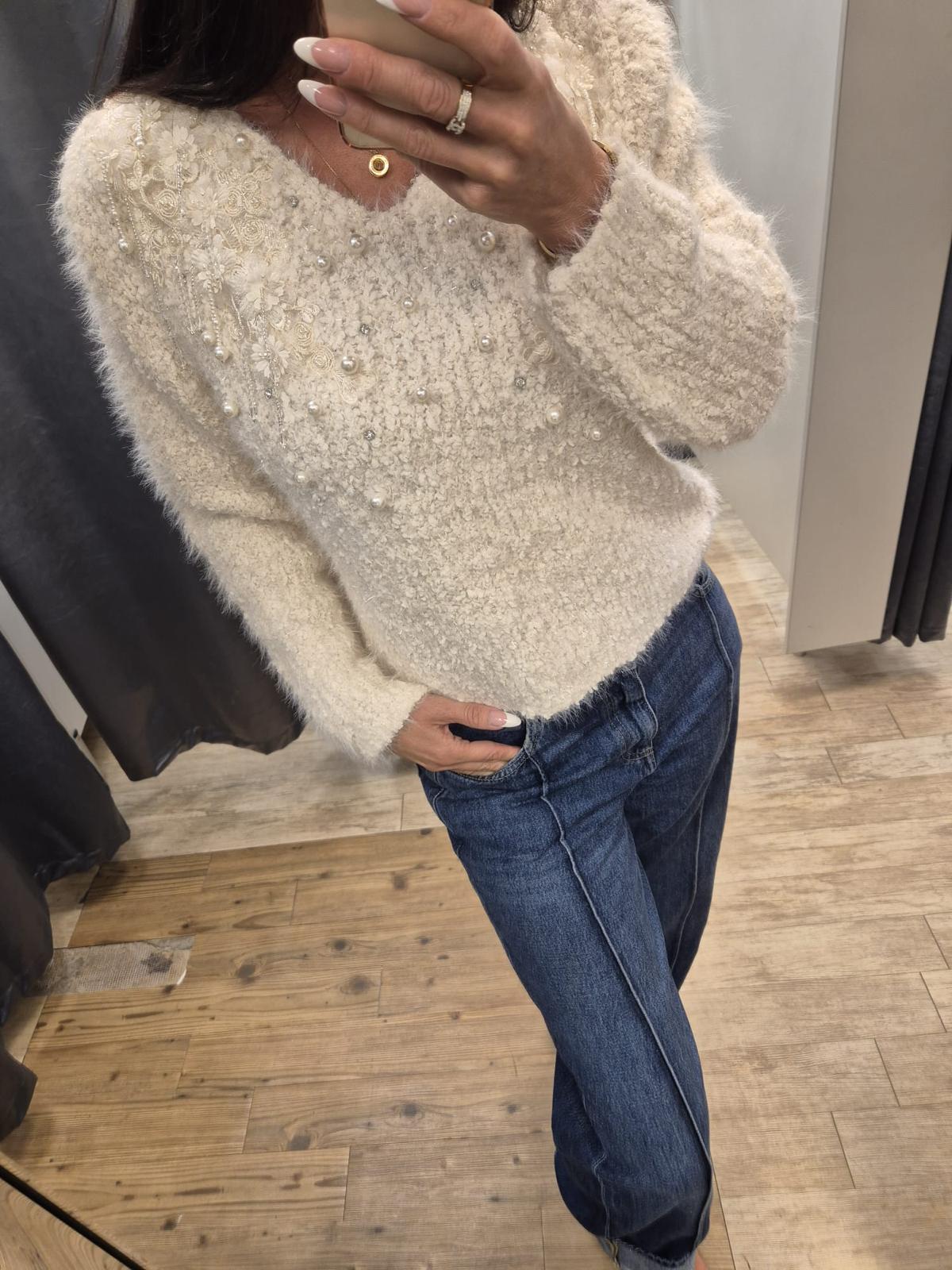 Pearl Diamanté Embellished Jumper