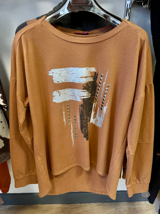 Metallic Graphic Cotton Sweatshirt