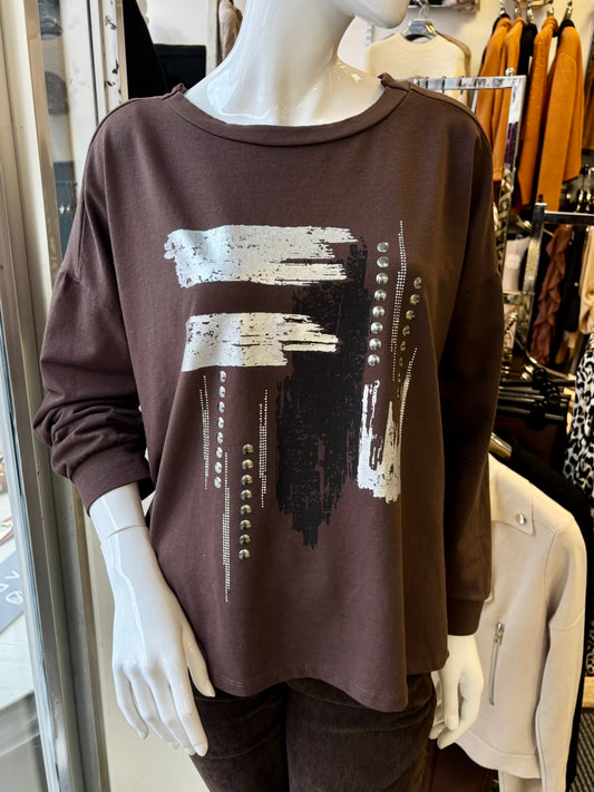 Metallic Graphic Cotton Sweatshirt